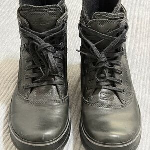 Sorel Waterproof Leather Boots Mens Size 12 Black Lace Up Winter Boots